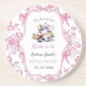 Rosa Wildblume Tee Party Bridal Dusche Einladung Getränkeuntersetzer (Vorne)