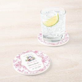 Rosa Wildblume Tee Party Bridal Dusche Einladung Getränkeuntersetzer