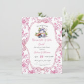 Rosa Wildblume Tee Party Dusche Einladung (Stehend Vorderseite)