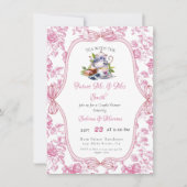 Rosa Wildblume Tee Party Dusche Einladung (Vorderseite)