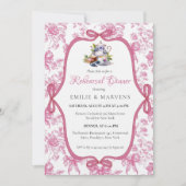 Rosa Wildblume Tee Party Probe Abendessen Einladung (Vorderseite)