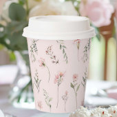 Rosa Wildblume und Grün Party Pappbecher