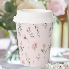 Rosa Wildblume und Grün Party Pappbecher