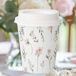 Rosa Wildblume und Grün Party Pappbecher