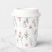 Rosa Wildblume und Grün Party Pappbecher (Rückseite)