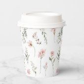 Rosa Wildblume und Grün Party Pappbecher (Vorderseite)