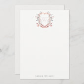 Rosa Wildblume Wappen Brautparty Mitteilungskarte (Vorne/Hinten)