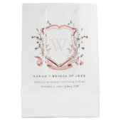 Rosa Wildblume Wappen Brautparty Mittlere Geschenktüte (Rückseite)