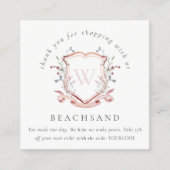 Rosa Wildblume Wappen Vielen Dank für Ihr Business Quadratische Visitenkarte (Vorderseite)