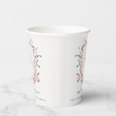 Rosa Wildblume Wasserfarbe Wappen Abschluss Pappbecher (Rechts)