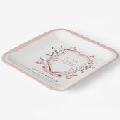 Rosa Wildblume Wasserfarbe Wappen Abschluss Pappteller (Gewinkelt)