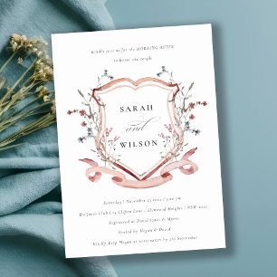 Rosa Wildblume Wasserfarben Wappen Morgens Einladung