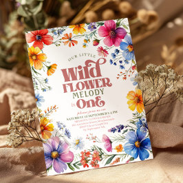 Rosa Wildblume Wild Ein 1. Geburtstag Einladung