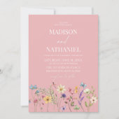 Rosa Wildblume Wilde Blume Blumenzehen Einladung (Vorderseite)