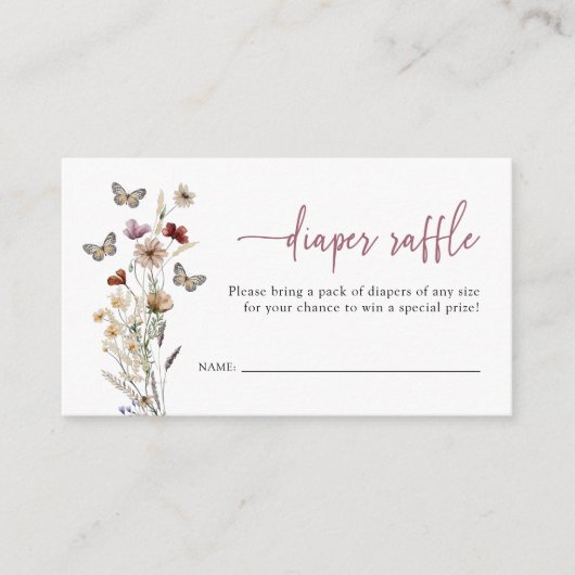 Rosa Wildblume Windelwanne Begleitkarte (Vorderseite)