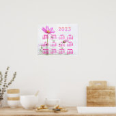 Rosa Wildblumen 2023 Kalender Poster (Küche)