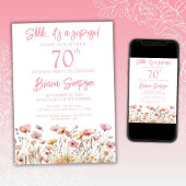 Rosa Wildblumen 70. Überraschung Geburtstagsparty Einladung