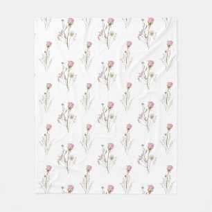 Rosa Wildblumen-Aquarell Fleecedecke