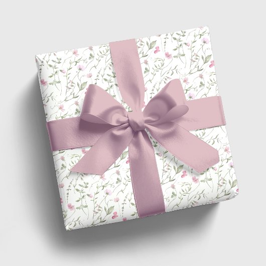 Rosa Wildblumen-Aquarell Geschenkpapier