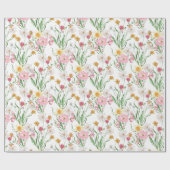Rosa Wildblumen-Aquarell Geschenkpapier (Flach)