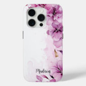 Rosa Wildblumen Aquarellfarbe mit Name Case-Mate iPhone Hülle (Rückseite)