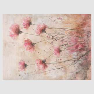 Rosa Wildblumen Aquarellfarben Seidenpapier