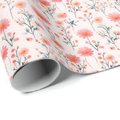 Rosa Wildblumen auf Elfenbein Geschenkpapier (Rolleneckpunkt)
