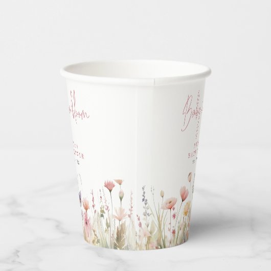 Rosa Wildblumen Baby in Blütendusche Pappbecher (Rechts)