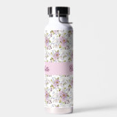 Rosa Wildblumen-Blumen Chic Monogramm-Stil Trinkflasche (Links)