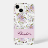 Rosa Wildblumen-Blumen Chic Name Stil iPhone Hülle (Rückseite)
