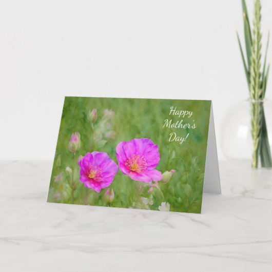 Rosa Wildblumen-Blumen-Muttertagskarte Karte (Vorderseite)