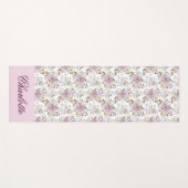 Rosa Wildblumen-Blumen-Serenity-Monogramm-Design Yogamatte (Vorderseite (Horizontal))