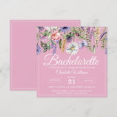 Rosa Wildblumen Boho Junggeselinnen-Abschied Einladung (Vorne/Hinten)