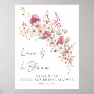Rosa Wildblumen-Brautparty Poster