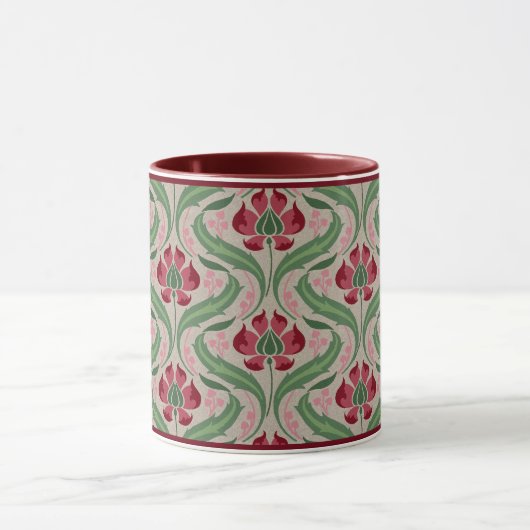 Rosa Wildblumen Damask Kaffee Tasse (Zentrum)