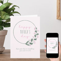 Rosa Wildblumen Einfache Muttertagskarte