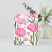 Rosa Wildblumen | Floral Postkarte (Stehend Vorderseite)