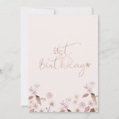 Rosa Wildblumen Glas 21. Geburtstag Einladung (Rückseite)