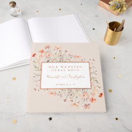 Rosa Wildblumen Hochzeit Rose Gold Gästebuch