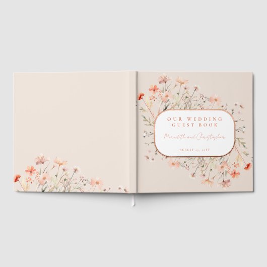 Rosa Wildblumen Hochzeit Rose Gold Gästebuch (Voll)