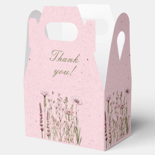 Rosa Wildblumen im rosa Hintergrund Geschenkschachtel (Geöffnet)