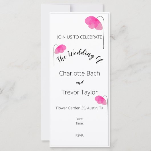 Rosa Wildblumen Karte (Rückseite)