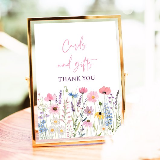 Rosa Wildblumen Karten und Geschenke Kinderdusche Poster