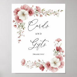 Rosa Wildblumen-Karten und Geschenke Schild