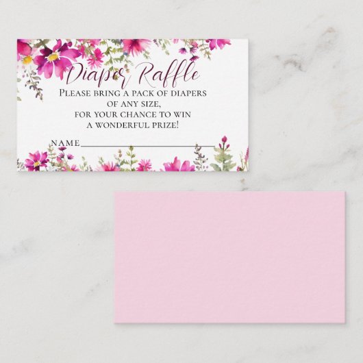 Rosa Wildblumen Kinderduschmaschine Windelwanne Begleitkarte (Vorne/Hinten)