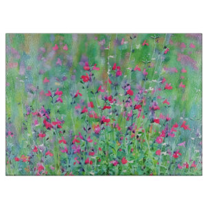 Rosa Wildblumen Kunst Glas Schneidbrett Schneidebrett