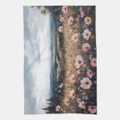 Rosa Wildblumen Landschaft Geschirrtuch (Vertikal)