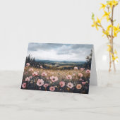 Rosa Wildblumen Landschaft Karte (Gelbe Blume)