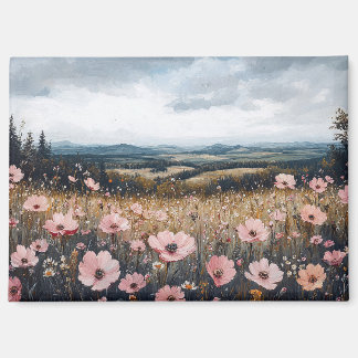 Rosa Wildblumen Landschaft Magnet
