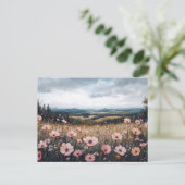 Rosa Wildblumen Landschaft Postkarte (Stehend Vorderseite)